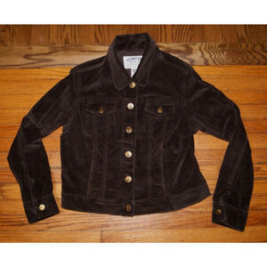 Levi Strauss Signature Dark Brown Womens L Corduroy Short Trucker Jacket